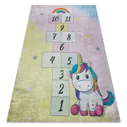 Washable rug BAMBINO 54060 Unicorn, children's class, non-slip - pink / yellow