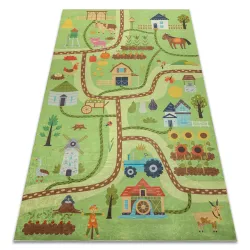 Washable rug BAMBINO 50200 Village, streets, alleys for children, non-slip - green / brown