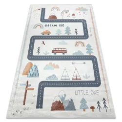 Washable rug BAMBINO 46980 Forest, streets, alleys for children, non-slip - white / green