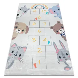 Washable BAMBINO 43092 Animals, classroom children's rug, non-slip - gray / yellow