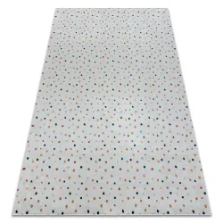 Washable rug BAMBINO 47890 Dots for children, anti-slip - white / brown