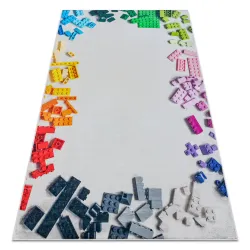 Washable rug BAMBINO 38480 Blocks for children, anti-slip - gray / yellow
