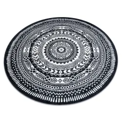 FUN Napkin Circle Rug in black - modern carpet, second choice quality