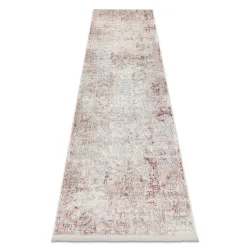 DISTIN 0828A rug in pink, modern design with abstract patterns and fringes