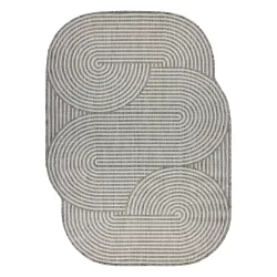 ORGANIC 1835 Geometric Sisal Rug in ecru and grey, natural flat weave