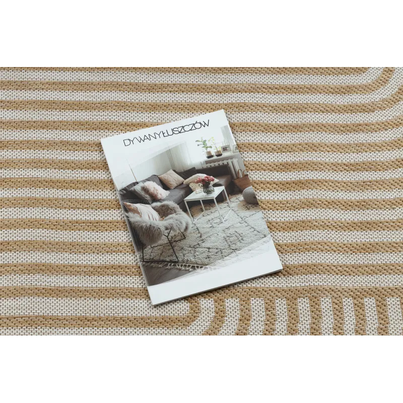 Modern sisal rug in cream with irregular shape
