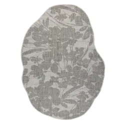 ORGANIC 2735 Floral Cream Grey Rug, modern flat weave sisal carpet