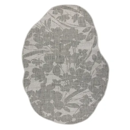 ORGANIC 2735 Floral Cream Grey Rug, modern flat weave sisal carpet