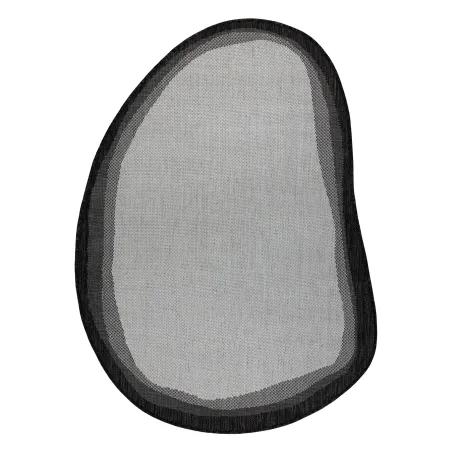 ORGANIC 2125 Stone Cream Black Rug - modern, natural sisal carpet in irregular shape