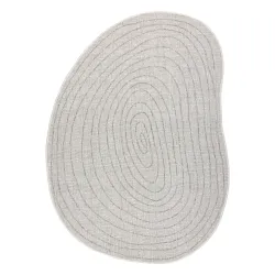 ORGANIC 2743 Sisal Cream Rug, modern design in cream and grey shades, natural irregular shape