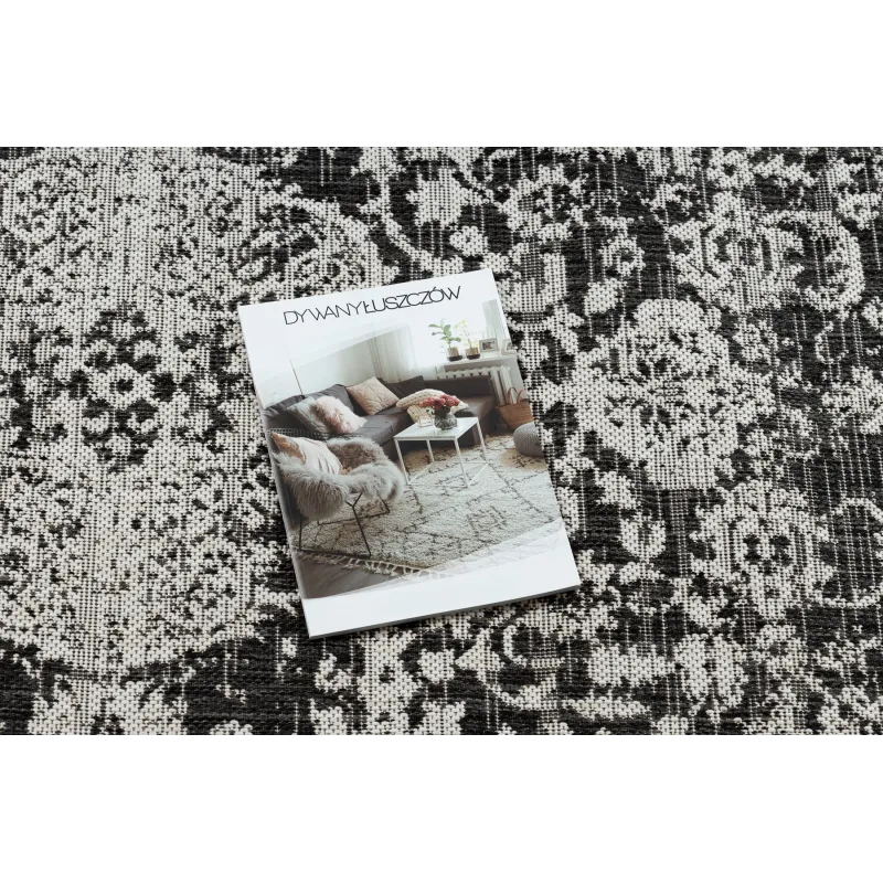 Modern black and ecru ORGANIC 2762 Sisal rug