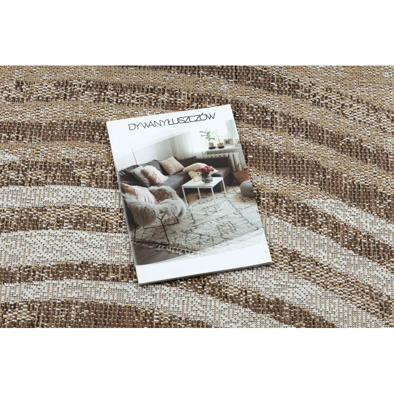 Ecru colored modern sisal rug ORGANIC 2767 with geometric design