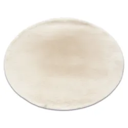 BUNNY round ivory rug, soft rabbit fur imitation, modern carpet for stylish interiors