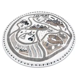 FUN Land Kids Rug in cream, round shape, 200cm, second choice