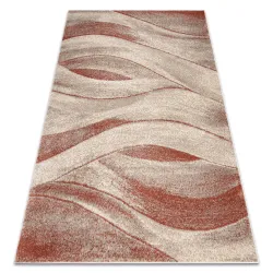 FUSION 1617 Rug in cream and terracotta waves, modern abstract carpet
