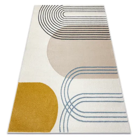 FUSION 7157 geometric white and gold rug, modern design
