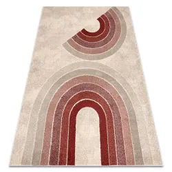 FUSION 0807 Geometric Rug - modern design in cream and burgundy tones for stylish interiors