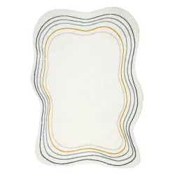 FUSION 5707 White and Dark Green Rug, modern abstract design