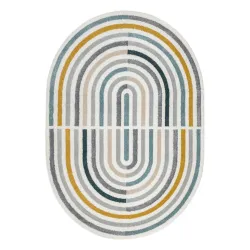 FUSION 5711 geometric rug in white and dark green, modern design for contemporary spaces