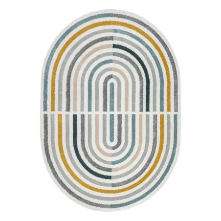 FUSION 5711 geometric rug in white and dark green, modern design for contemporary spaces