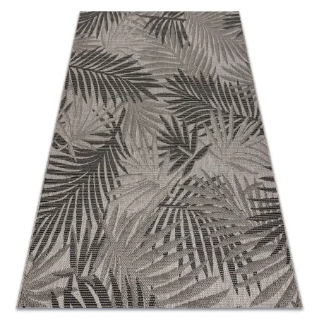 FLOORLUX 20504 Leaves sisal rug in silver and black color