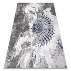 Stylish light grey and navy geometric rug, modern ALLURE 5715