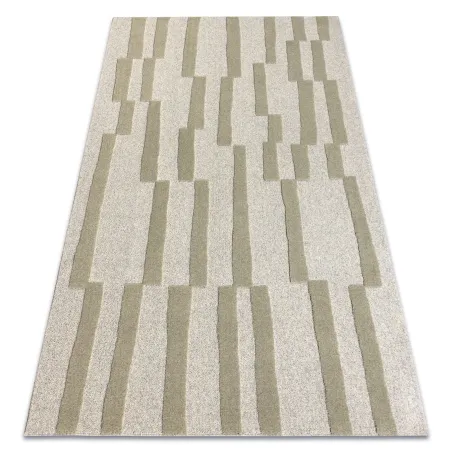 Geometric wool rug in grey and green for contemporary interiors