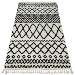 PROMO BERBER SAFI N9040 white / black Berber fringes Moroccan shaggy rug