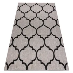 Sisal rope rug in grey and black, Moroccan clover design, second choice
