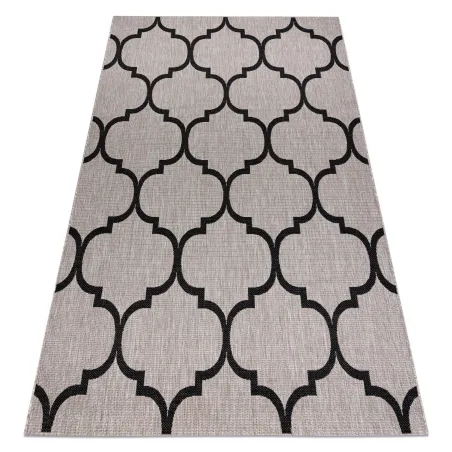 Sisal rope rug in grey and black, Moroccan clover design, second choice
