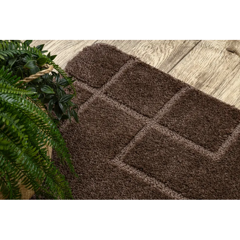 SUPREME LINES Geometric Bathroom Rug Brown