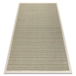FLUX wool rug in geometric green and beige design, perfect for modern living spaces