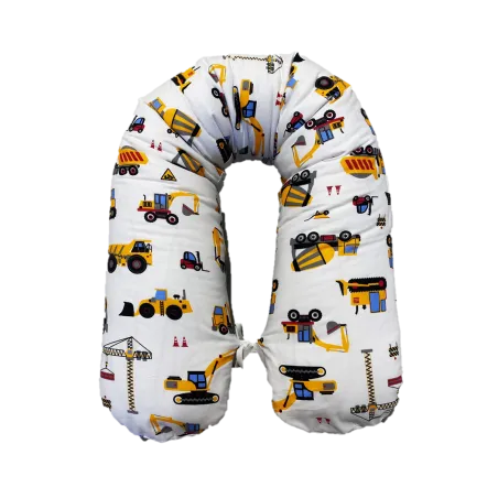 Baby pillowcase featuring heavy vehicles 25x145 cm, soft cotton material