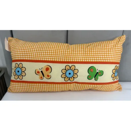 Children's Pillow 40x23 cm with butterflies and flowers, decorative cushion