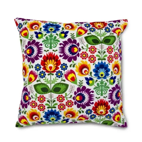 Folk decorative pillow 45x45 cm with a vibrant design, perfect for living rooms