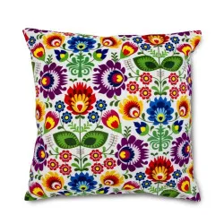 Folk Decorative Pillow 60x60 cm with colorful pattern, perfect for living room