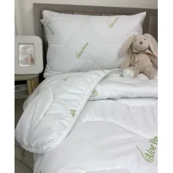 Children's Summer Duvet and Pillow Set Aloe Vera Green 100 g/m² 90x130/45x65 cm