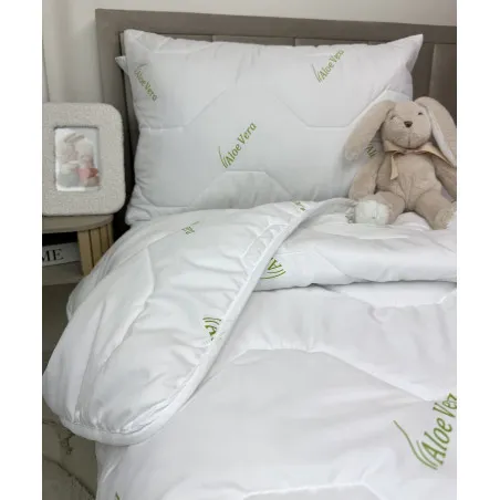 Children's summer duvet and pillow set in Aloe Vera Green 100 g/m²