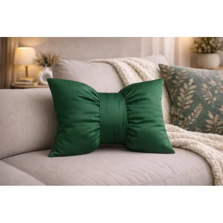Green decorative pillow Bow 40x60cm made of soft fabric