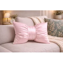 Decorative Bow Pillow Pink 40x30 cm