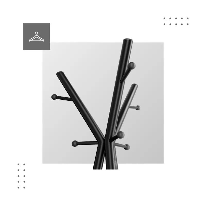 Host 3.0 Black Coat Stand - 3 Arms, 9 Hooks, Umbrella Rack – view 3