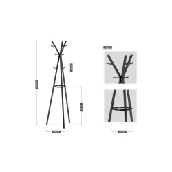 Host 3.0 Black Coat Stand - 3 Arms, 9 Hooks, Umbrella Rack – view 14