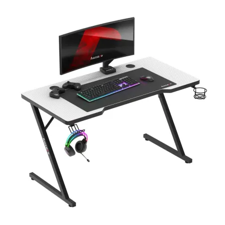Hero 2.5 White gaming desk, 120 cm, sleek design for gamers