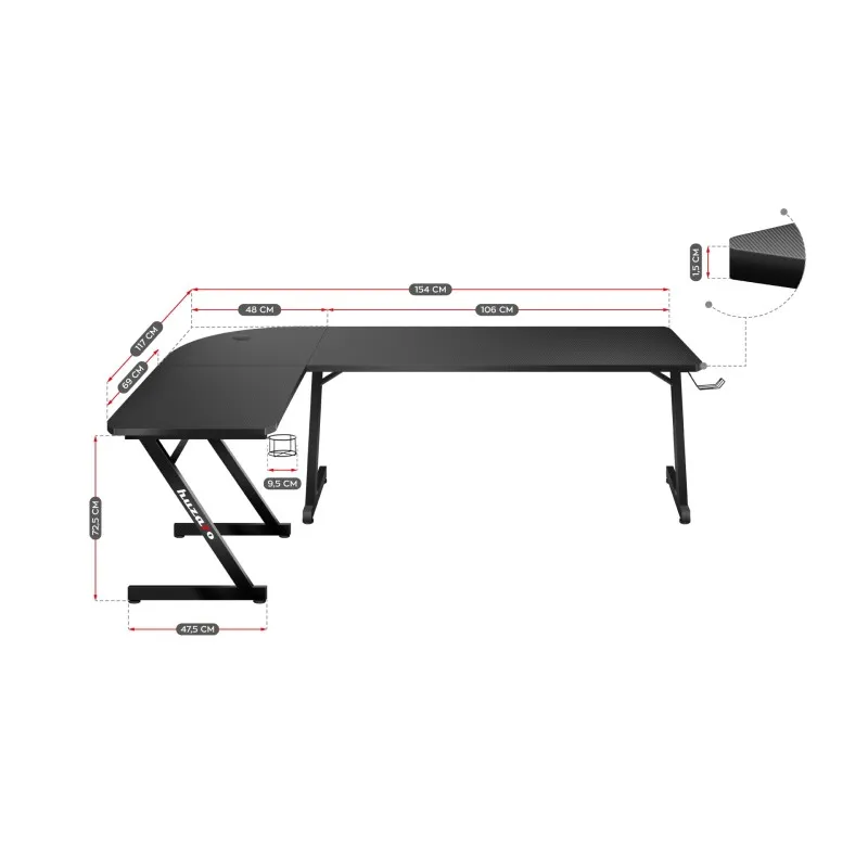 Hero 7.0 Corner Gaming Desk 154 cm – view 14