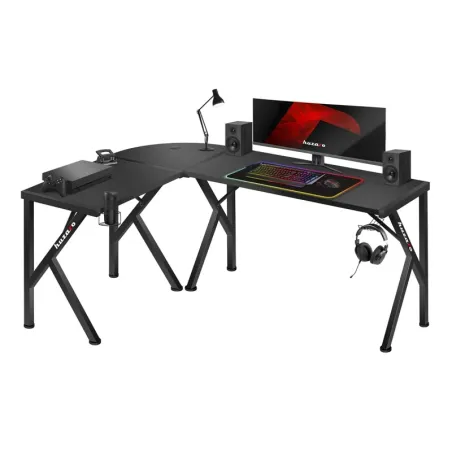 Hero 6.3 Black corner gaming desk, 154 cm, perfect for gaming setups