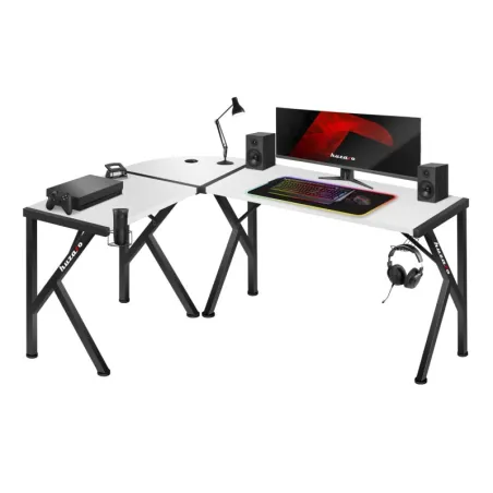 Hero 6.3 White corner gaming desk, 154 cm, perfect for gaming setup