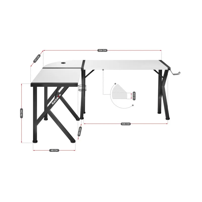 Hero 6.3 White Corner Gaming Desk 154 cm – view 10