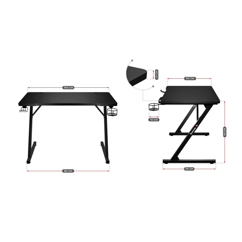 Hero 1.8 Gaming Desk Black 100 cm – view 8