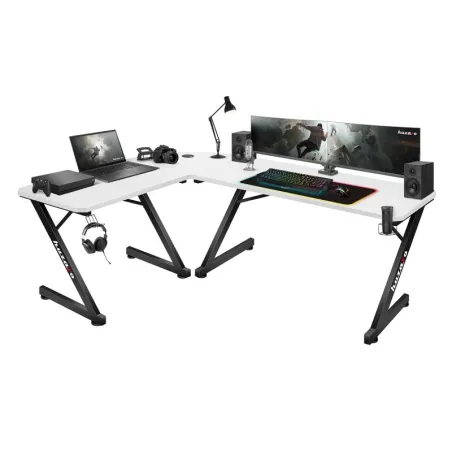 Hero 7.0 White corner gaming desk, 154 cm, perfect for gaming setup