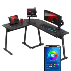 Huzaro Hero 6.0 RGB Black Corner Gaming Desk 147 cm